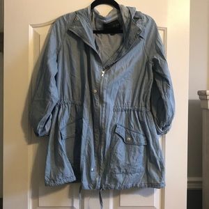 Denim jacket with hood